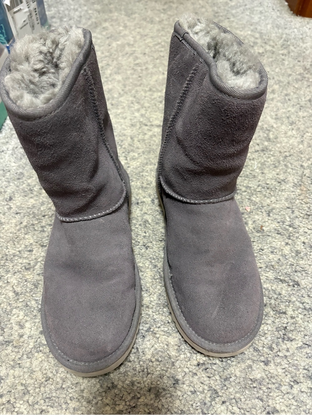 Koolaburra Gray Suede Shearling-Lined Short Boots UGG
